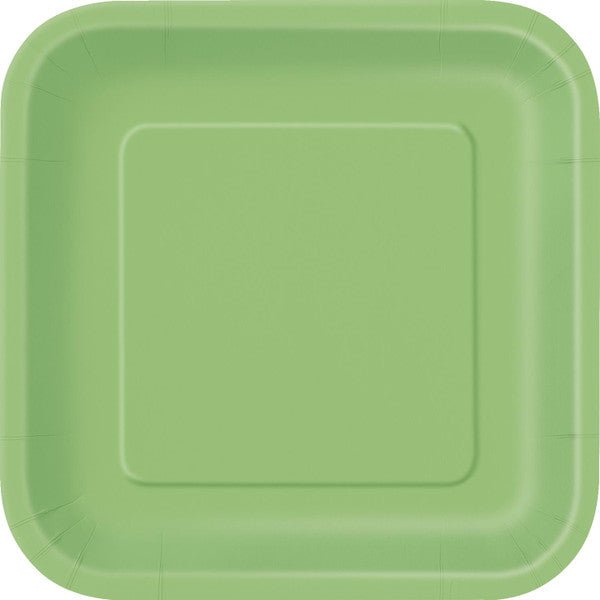 Lime Green Square Paper Plates 23cm (Pack of 8) - The Party Marketplace