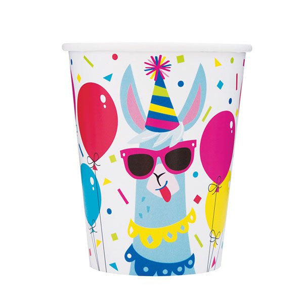 Llama Birthday Paper Cups 270ml (Pack of 8) - The Party Marketplace