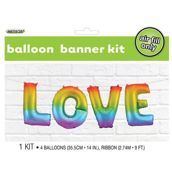 "Love" Rainbow Foil Letter Balloon Kit - The Party Marketplace