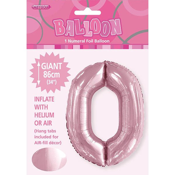 Lovely Pink "0" Numeral Foil Balloon (86cm) - The Party Marketplace