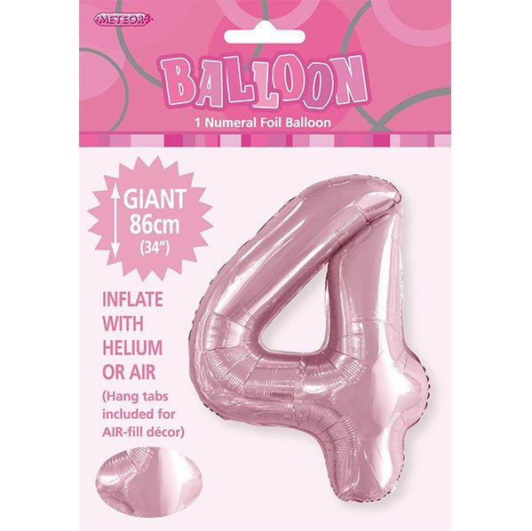 Lovely Pink "4" Numeral Foil Balloon (86cm) - The Party Marketplace