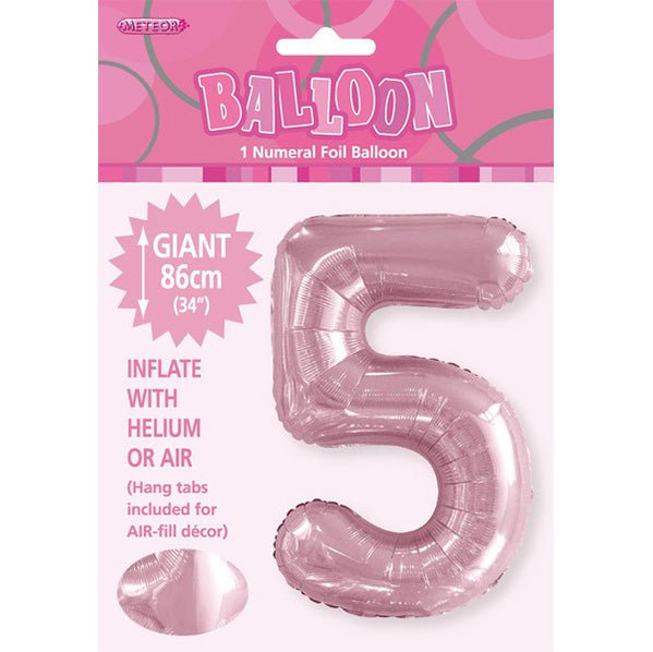 Lovely Pink "5" Numeral Foil Balloon (86cm) - The Party Marketplace