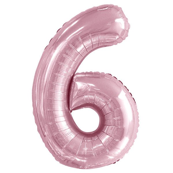 Lovely Pink "6" Numeral Foil Balloon (86cm) - The Party Marketplace