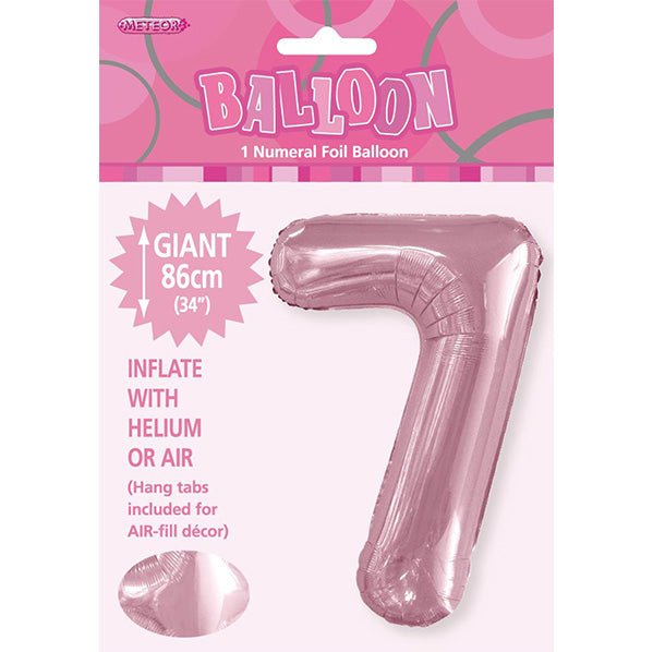 Lovely Pink "7" Numeral Foil Balloon (86cm) - The Party Marketplace