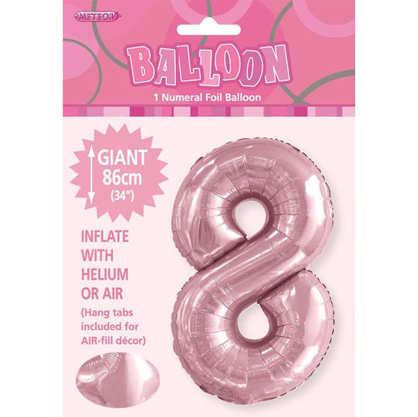 Lovely Pink "8" Numeral Foil Balloon (86cm) - The Party Marketplace