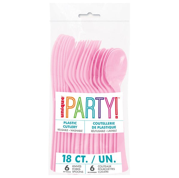 Lovely Pink Assorted Cutlery (Pack of 18) - The Party Marketplace