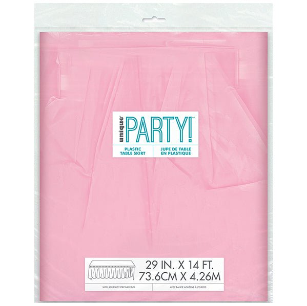 Lovely Pink Plastic Tableskirt 73cm x 4.3m - The Party Marketplace