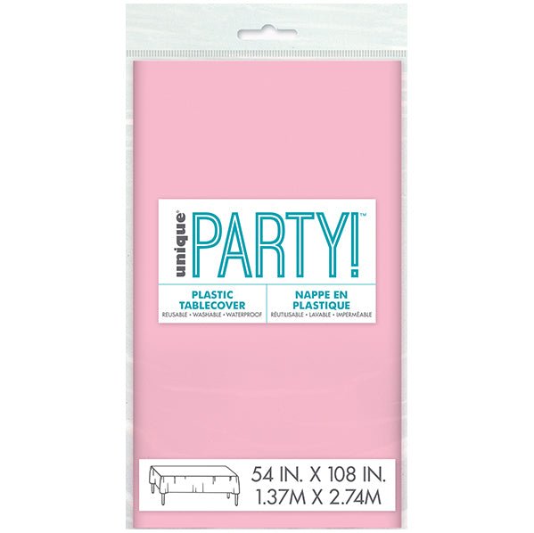 Lovely Pink Rectangular Plastic Tablecover 137cm x 274cm - The Party Marketplace