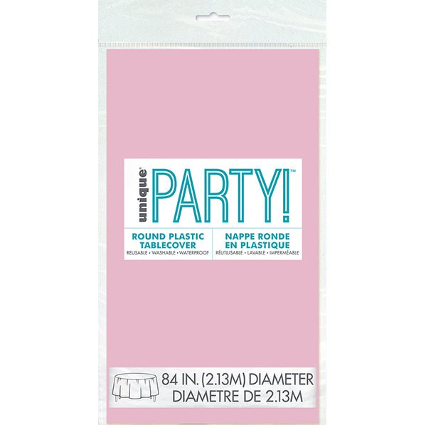 Lovely Pink Round Plastic Tablecover 213cm - The Party Marketplace