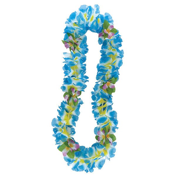 Luau Fancy Orchid Lei 106cm - Blue & Yellow. - The Party Marketplace