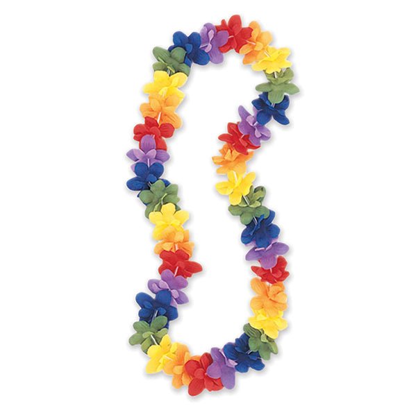 Luau Flower Lei 101cm - Rainbow - The Party Marketplace