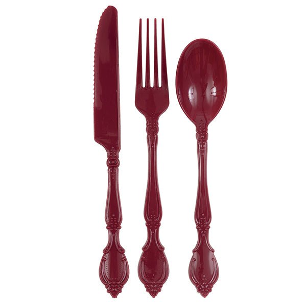Maroon Reusable Cutlery (Pack of 12) - The Party Marketplace