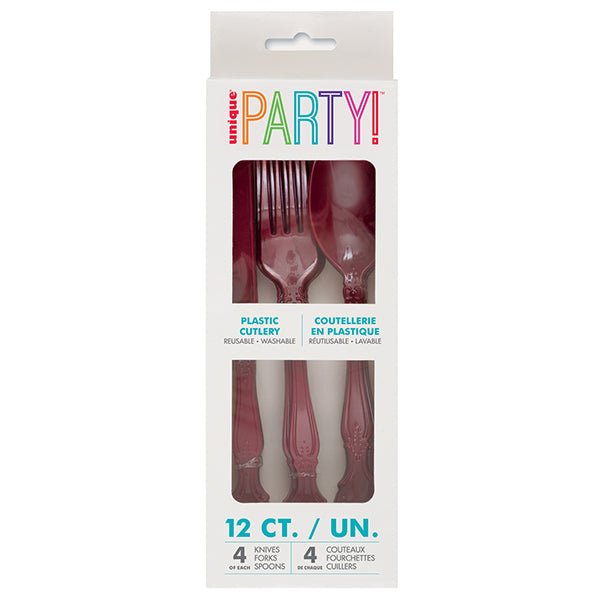 Maroon Reusable Cutlery (Pack of 12) - The Party Marketplace