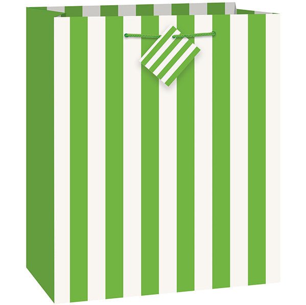 Medium Gift Bag - Stripes Lime Green - The Party Marketplace