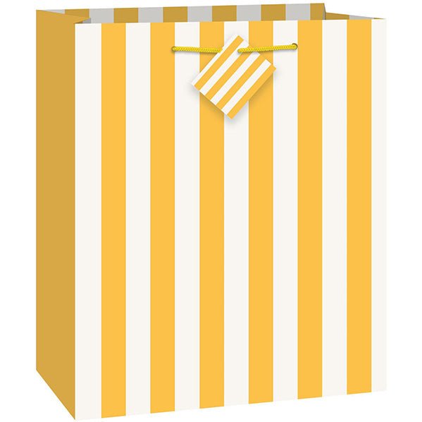 Medium Gift Bag - Stripes Sunflower Yellow - The Party Marketplace
