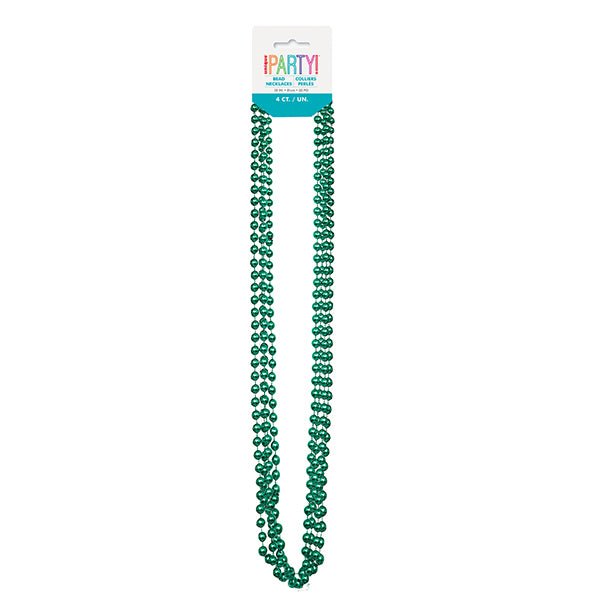 Metallic Bead Necklace - Green (Pack of 4) - The Party Marketplace