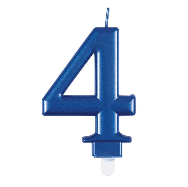 Metallic Blue Numeral Candle - 4 - The Party Marketplace