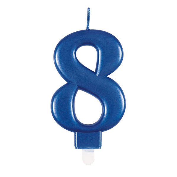 Metallic Blue Numeral Candle - 8 - The Party Marketplace