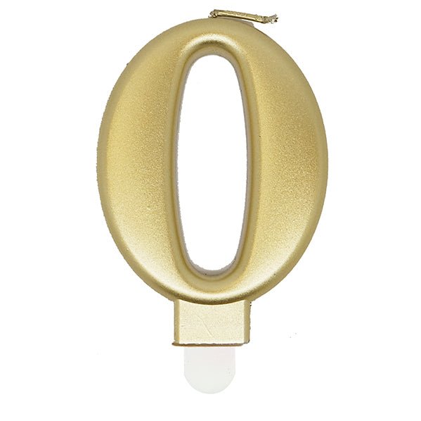 Metallic Gold Numeral Candle - 0 - The Party Marketplace