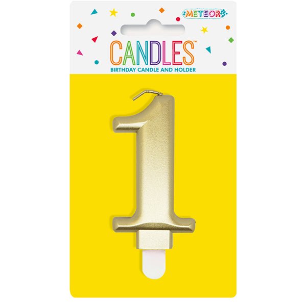 Metallic Gold Numeral Candle - 1 - The Party Marketplace