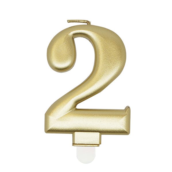 Metallic Gold Numeral Candle - 2 - The Party Marketplace