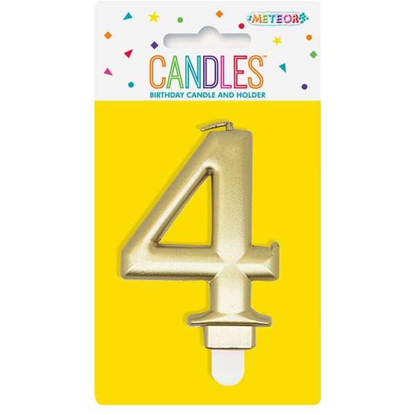 Metallic Gold Numeral Candle - 4 - The Party Marketplace
