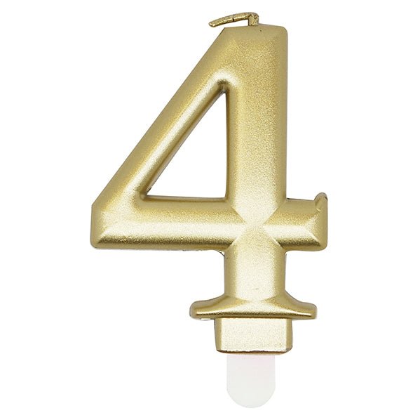 Metallic Gold Numeral Candle - 4 - The Party Marketplace