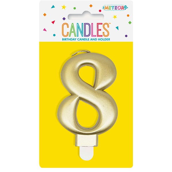 Metallic Gold Numeral Candle - 8 - The Party Marketplace