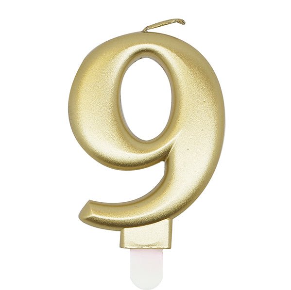 Metallic Gold Numeral Candle - 9 - The Party Marketplace