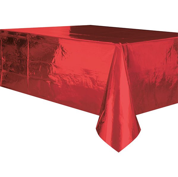 Metallic Red Plastic Tablecover 127cm x 274cm - The Party Marketplace