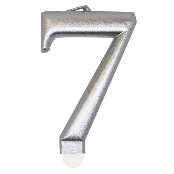 Metallic Silver Numeral Candle - 7 - The Party Marketplace