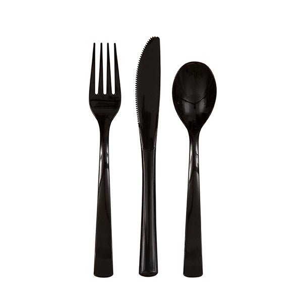 Midnight Black Assorted Cutlery (Pack of 18) - The Party Marketplace