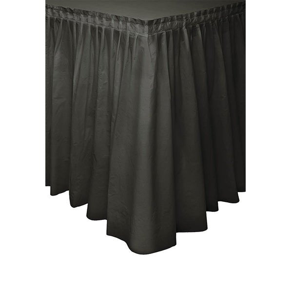 Midnight Black Plastic Tableskirt 73cm x 4.3m - The Party Marketplace