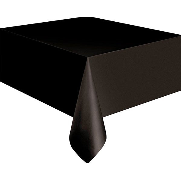 Midnight Black Rectangular Plastic Tablecover 137cm x 274cm - The Party Marketplace