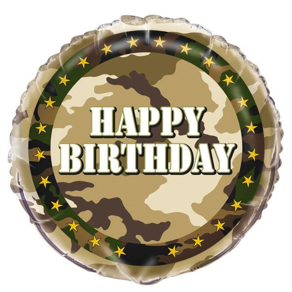 Military Camouflage "Happy Birthday" Foil Balloon 45cm - The Party Marketplace