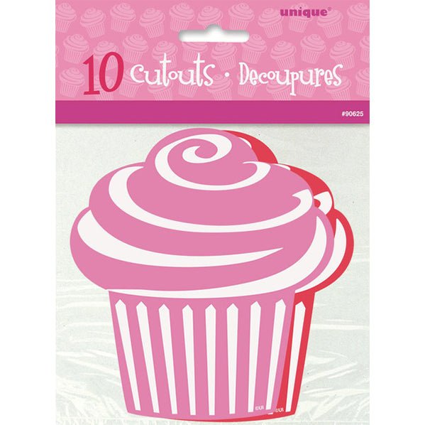 Mini Cupcake Cutout Decorations - Red & Pink (Pack of 10) - The Party Marketplace