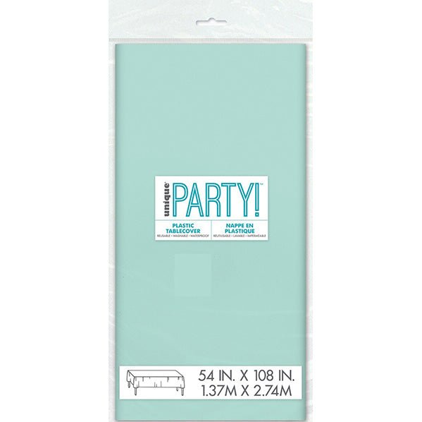 Mint Rectangular Plastic Tablecover 137cm x 274cm - The Party Marketplace