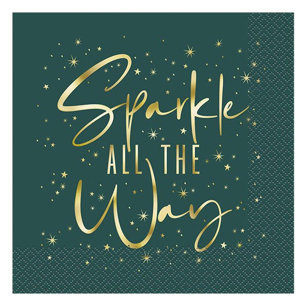 Modern Christmas Foil Stamped Luncheon Napkins "Sparkle All The Way" (Pack of 20) - The Party Marketplace