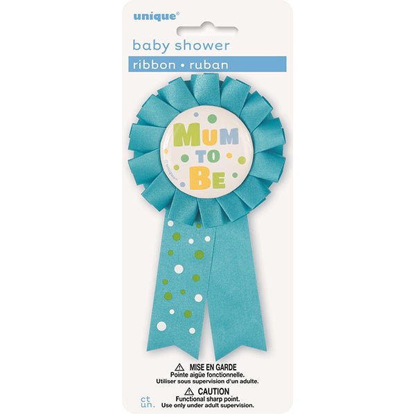 "Mum To Be" Award Ribbon - Blue - The Party Marketplace