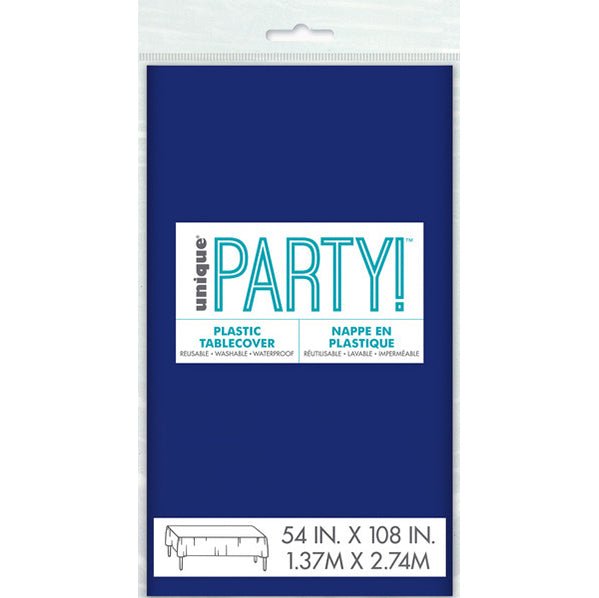 Navy Blue Rectangular Plastic Tablecover 137cm x 274cm - The Party Marketplace