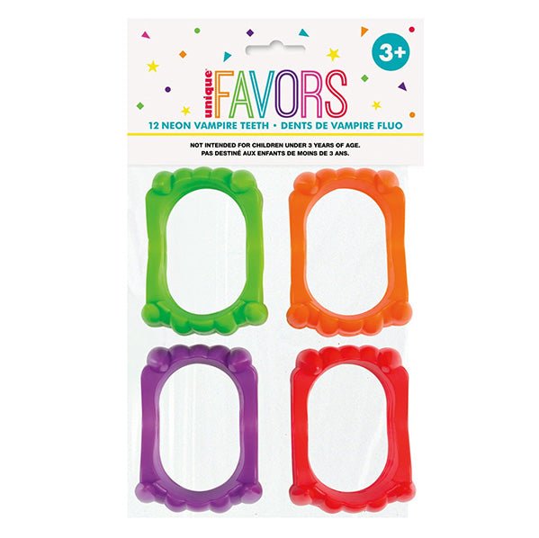 Neon Fangs/Teeth (Pack of 12) - The Party Marketplace