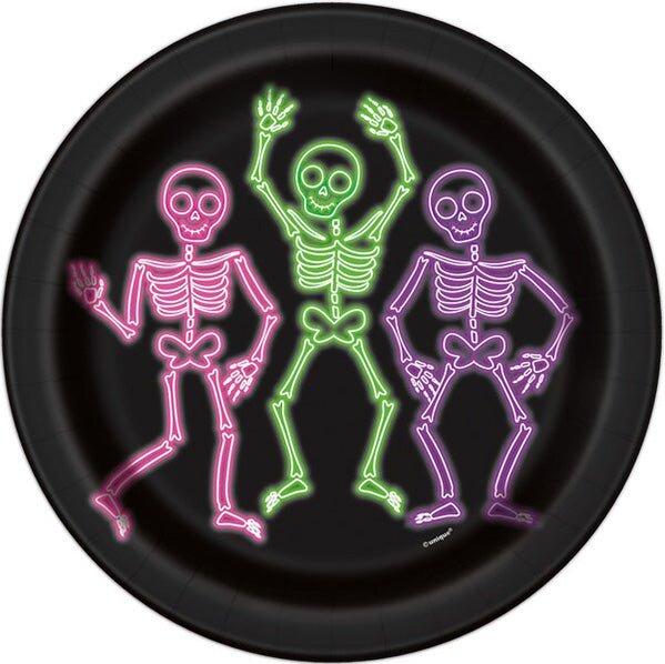 Neon Lights Halloween Paper Plates 23cm (Pack of 8) - The Party Marketplace