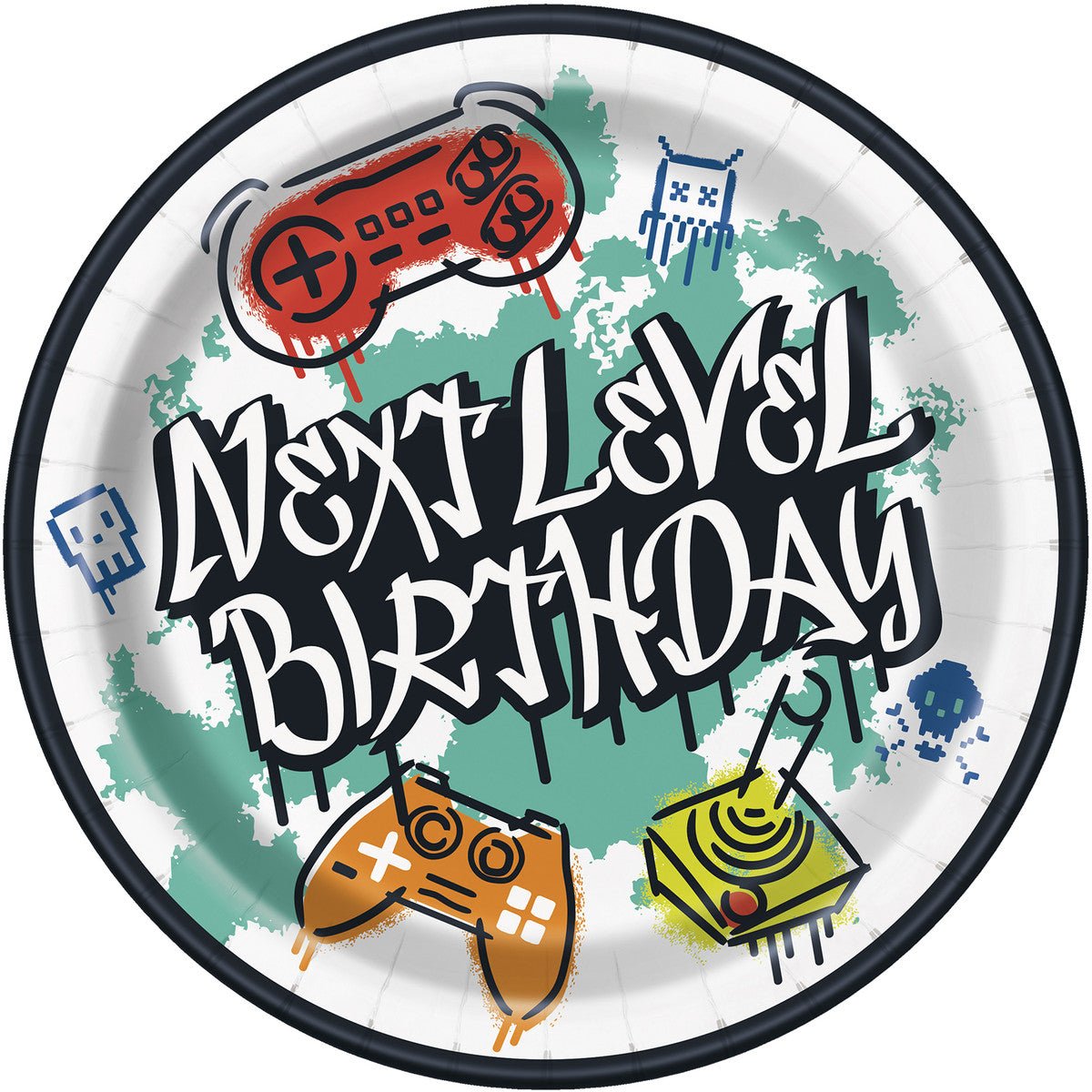 Next Level Gamer Birthday Paper Plates 23cm (Pack of 8) - The Party Marketplace