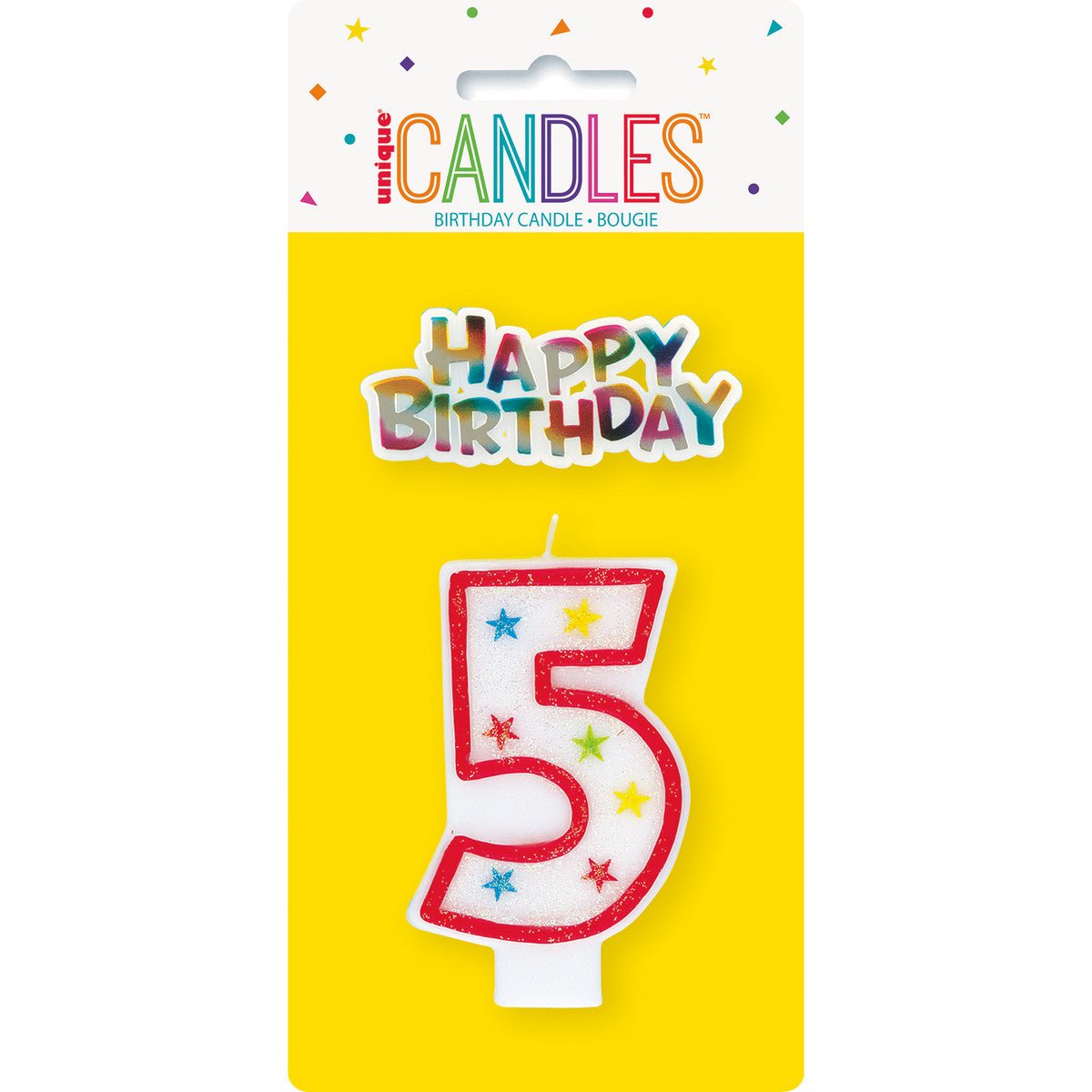 Numeral Candle with Happy Birthday Cake Topper - 5 - The Party Marketplace