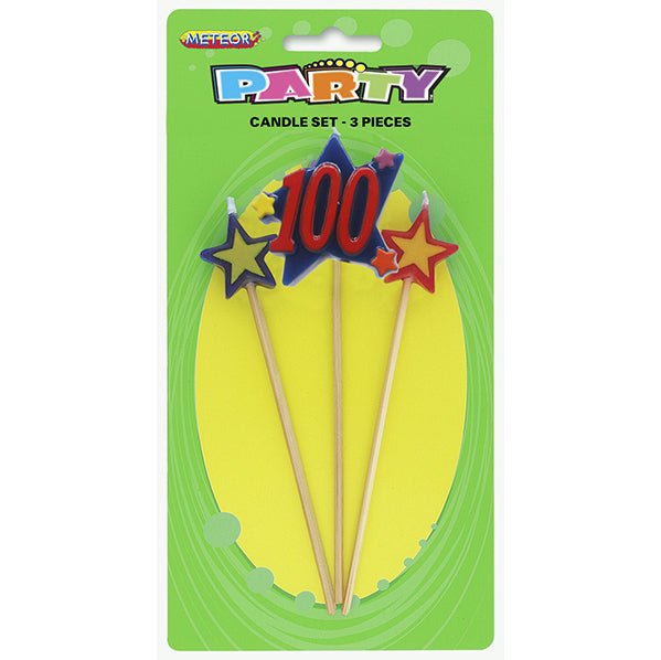 Numeral Pick Candle Set - 100 (3 piece set) - The Party Marketplace
