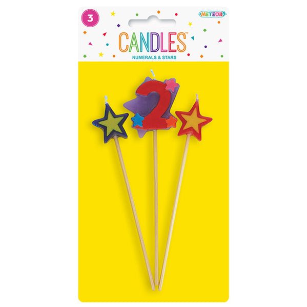 Numeral Pick Candle Set - 2 (3 piece set) - The Party Marketplace