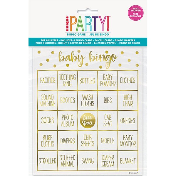 Oh Baby Foil Stamped Bingo Game (For 8) - The Party Marketplace