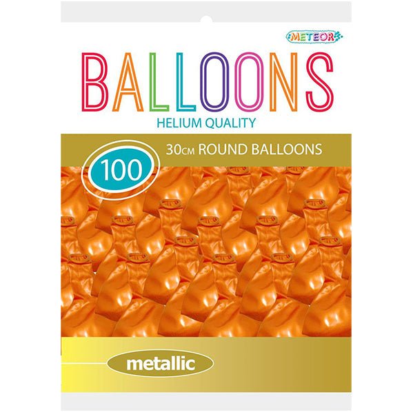 Orange Metallic Balloons 30cm (Pack of 100) - The Party Marketplace