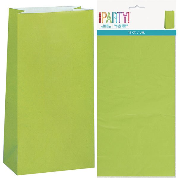 Paper Bags - Lime Green (Pack of 12) - The Party Marketplace