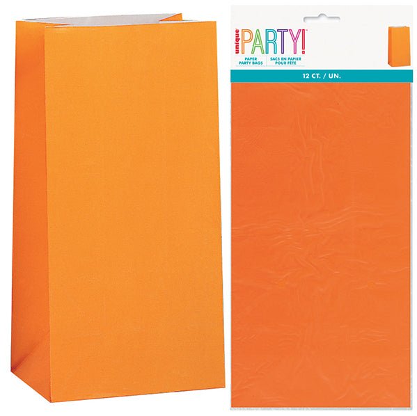 Paper Bags - Orange (Pack of 12) - The Party Marketplace